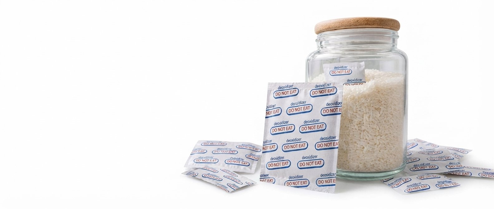 Absorvedor de oxigênio para alimentos aumenta a durabilidade dos alimentos.