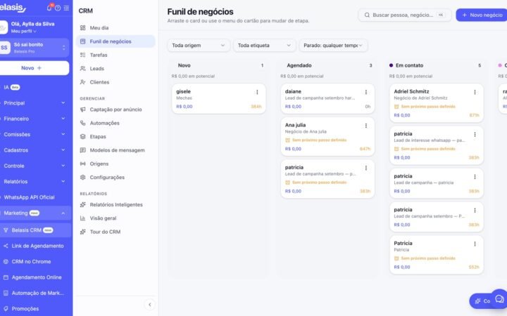 Lançamento do CRM nativo integrado à plataforma Belasis, voltado ao setor de beleza e bem-estar, com foco em vendas e retenção.